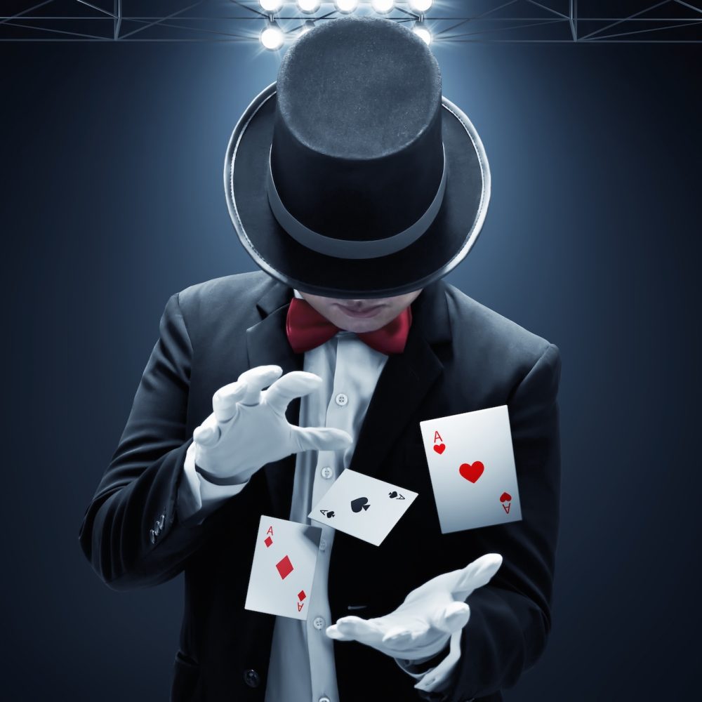 Magician hands showing magic trick